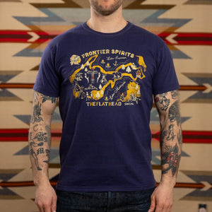 The Flat Head Frontier Spirits 10oz Loopwheeled TShirt Purple worn front
