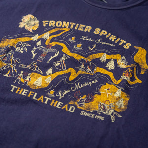 The Flat Head Frontier Spirits 10oz Loopwheeled TShirt Purple close up print