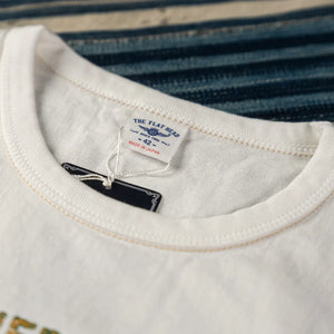 The Flat Head Frontier Spirits 10oz Loopwheeled TShirt White detail collar
