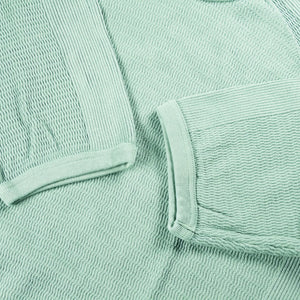 The Flat Head Honeycomb Thermal Raglan TShirt Mint Green close up cuffs