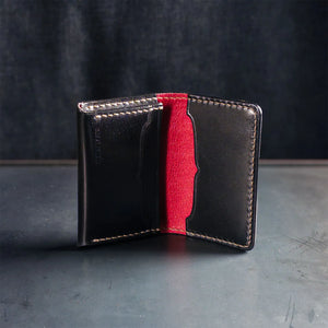 The Flat Head Shinki Hikaku Cordovan Card Case Black open