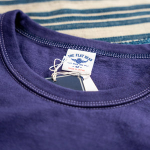 The Flat Head THC 10oz Heavyweight Loopwheeled TShirt Purple close up crewneck