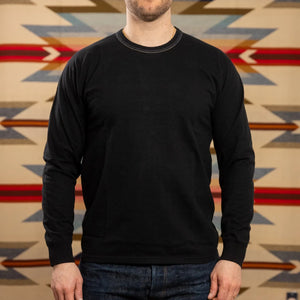 The Flat Head THCL 10oz Heavyweight Loopwheeled Longsleeve Black worn front