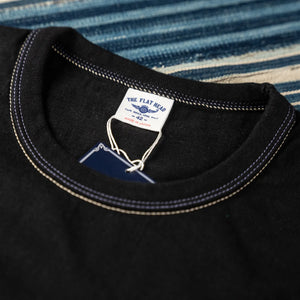 The Flat Head THCL 10oz Heavyweight Loopwheeled Longsleeve Black detail collar