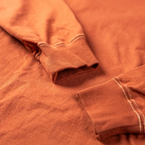 The Flat Head THCL 10oz Heavyweight Loopwheeled Longsleeve Rust Orange detail cuffs