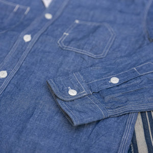 UES 5oz Selvedge Linen Chambray Work Shirt - Indigo Dyed