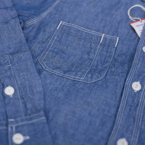 UES 5oz Selvedge Linen Chambray Work Shirt - Indigo Dyed