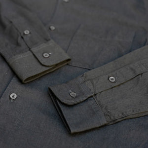 UES 6oz Sulphur Dyed Denim B D Shirt Black detail cuffs