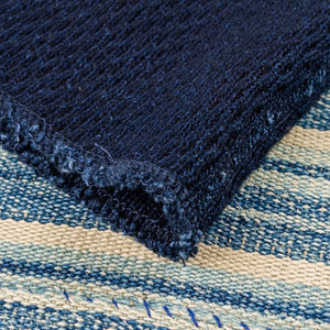 UES 12oz Indigo Yarn Dyed Honeycomb Thermal Indigo Dyed close up hem