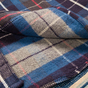 UES 14oz Heavy Selvedge Flannel Shirt Blue detail brushed fabric