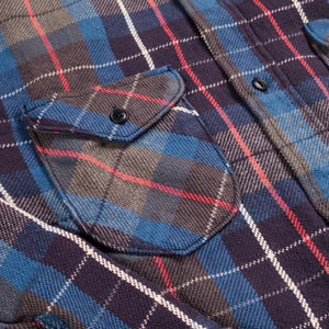 UES 14oz Heavy Selvedge Flannel Shirt Blue detail pocket