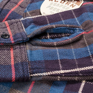 UES 14oz Heavy Selvedge Flannel Shirt Blue detail sleeve