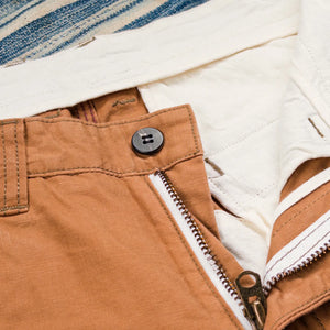 UES Duck Shorts Camel detail zip front