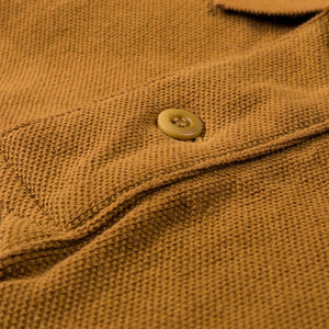 UES 67LW Rahben Stitch Loopwheeled Polo Shirt Mustard detail button