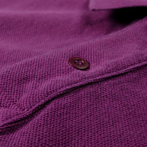 UES 67LW Rahben Stitch Loopwheeled Polo Shirt Purple detail button