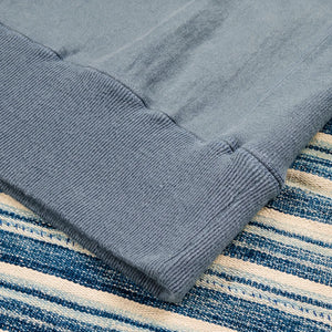 UES Shin Purcara 17oz Heavyweight Loopwheeled Sweatshirt Blue Grey detail hem