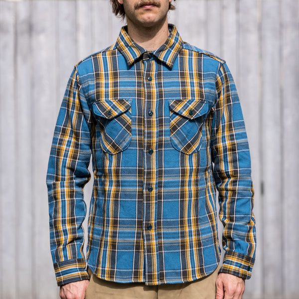 UES 14,5oz Heavy Selvedge Flannel Shirt – Blue