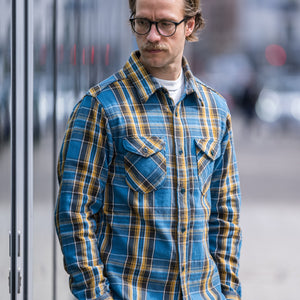 UES 14,5oz Heavy Selvedge Flannel Shirt – Blue