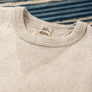 UES Purcara 17oz Heavyweight Loopwheeled Sweatshirt Oatmeal detail collar