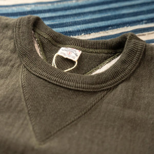 UES Purcara 17oz Heavyweight Loopwheeled Sweatshirt Olive detail collar