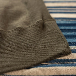 UES Purcara 17oz Heavyweight Loopwheeled Sweatshirt Olive close up hem