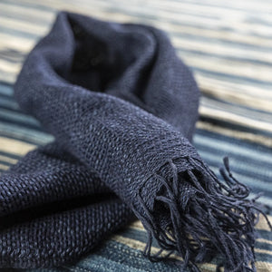 UES Rope-Dyed Grid Scarf - Dark Indigo
