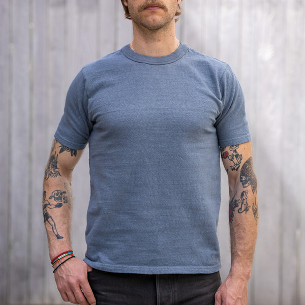 UES No.8 9,5oz Heavyweight Slub Nep T-Shirt – Grey Blue