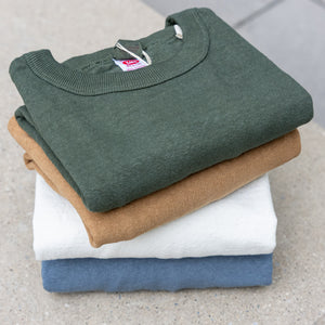 UES No.8 9,5oz Heavyweight Slub Nep T-Shirt – Khaki, Moss Green