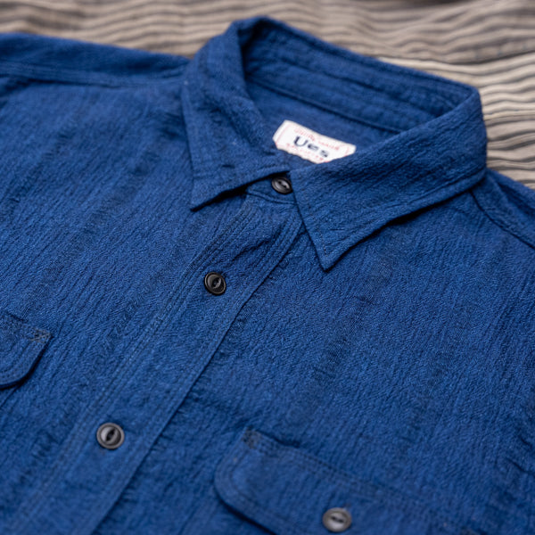 UES Twisted Yarn ‘Akiha’ Shirt – Double Indigo Dyed