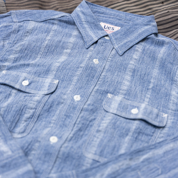 UES Twisted Yarn ‘Akiha’ Shirt – Indigo Dyed Chambray