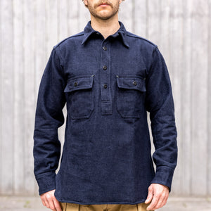 Warehouse x John Gluckow 1930s C.P.O. Yarn Dyed Flannel Shirt – Navy