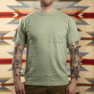 Warehouse Company Lot 4601 Loopwheel Slub Yarn Pocket TShirt Green worn front