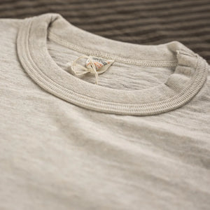 Warehouse Company Lot 4601 Loopwheeled Slub Yarn Pocket TShirt Oatmeal close up collar