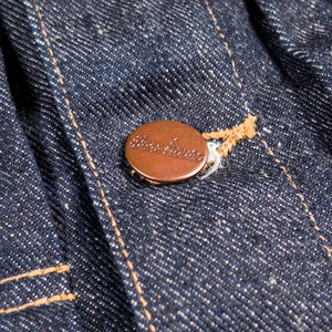 Warehouse Co Lot 2008 13oz 1947 Pre Rodeo Selvedge Denim Jacket Indigo close up button