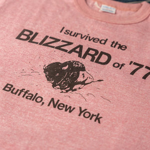 Warehouse Co Lot 4096 Blizzard Loopwheeled TShirt Red Heather close up print