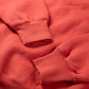 Whitesville 17oz Loopwheeled Heavy HalfZip Sweatshirt Red close up sleeves and cuffs