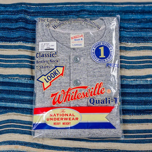 Whitesville 7oz Tubular Knit Henley TShirt Heather Grey pack