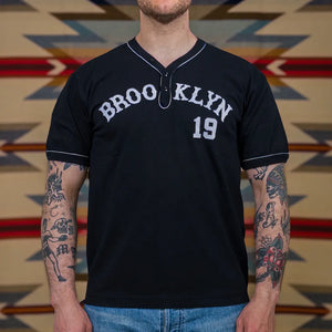 Whitesville Brooklyn 19 Baseball Henley Black worn front