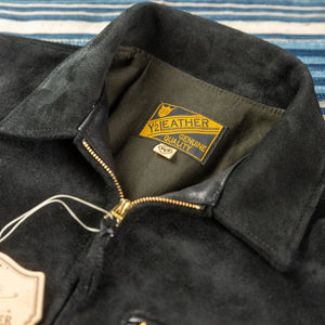 Y2 Leather Steer Roughout Single Riders Leather Jacket Black detail collar and neck label