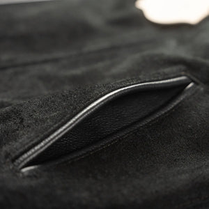 Y2 Leather Steer Roughout Single Riders Leather Jacket Black detail handwarmer pocket