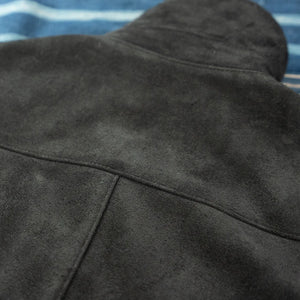 Y2 Leather Steer Roughout Single Riders Leather Jacket Black close up backside