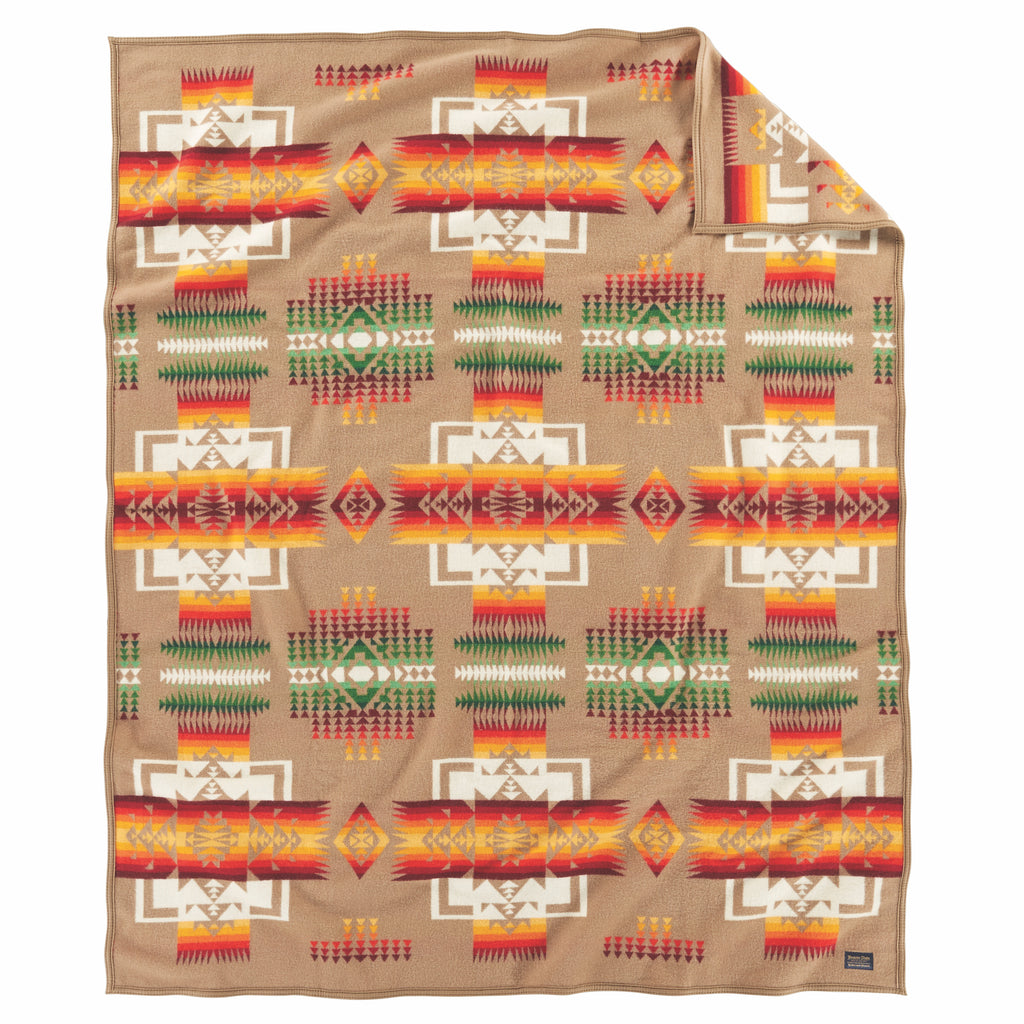 Pendleton Chief Joseph blanket in the color khaki with arrowhead pattern