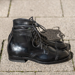 Alden x Statement M8809H Navy Blucher High Boot – Black Shell Cordovan