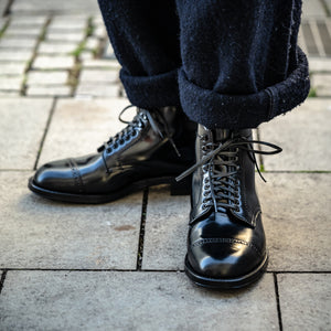 Alden x Statement M8809H Navy Blucher High Boot – Black Shell Cordovan