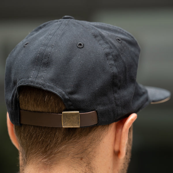 Ampal Creative Mountains Pennant Strapback Cap – Black / Cotton Twill