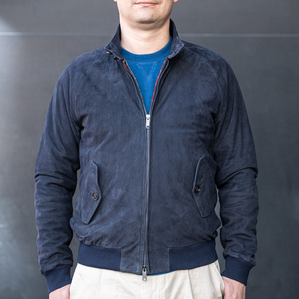 Baracuta G9 Suede Harrington Jacket – Deep Blue