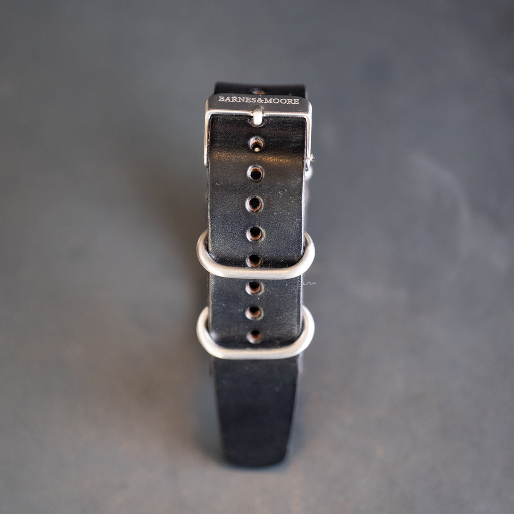 Barnes & Moore NATO Leather Watch Strap - Black / 20mm
