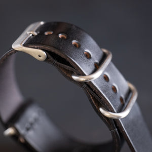 Barnes & Moore NATO Leather Watch Strap - Black / 20mm