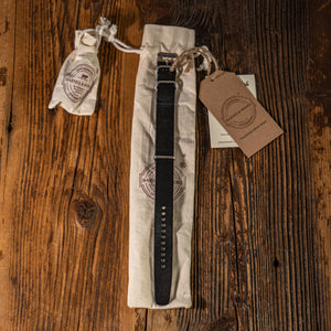 Barnes & Moore NATO Leather Watch Strap - Black / 20mm