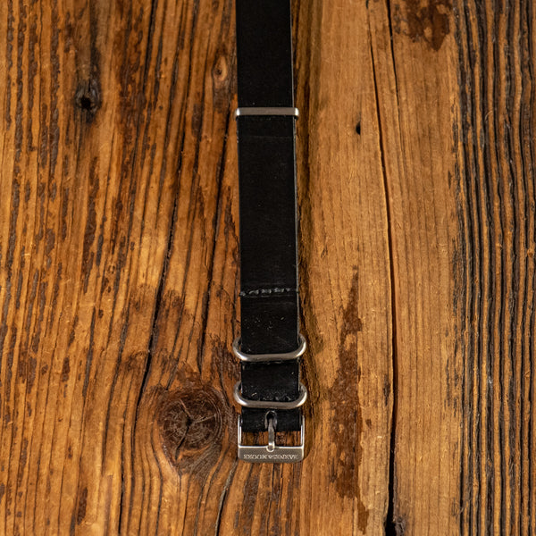 Barnes & Moore NATO Leather Watch Strap - Black / 20mm